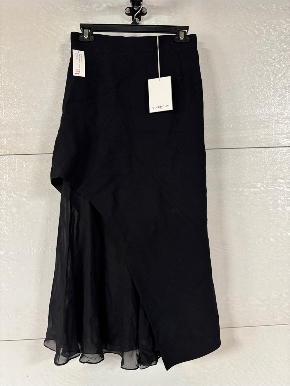 Givenchy Black Asymmetrical Skirt with Sheer Panel